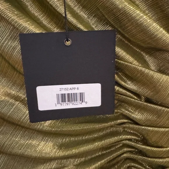 Mac Duggal One Shoulder Shimmering Olive Dress - Picture 5 of 9